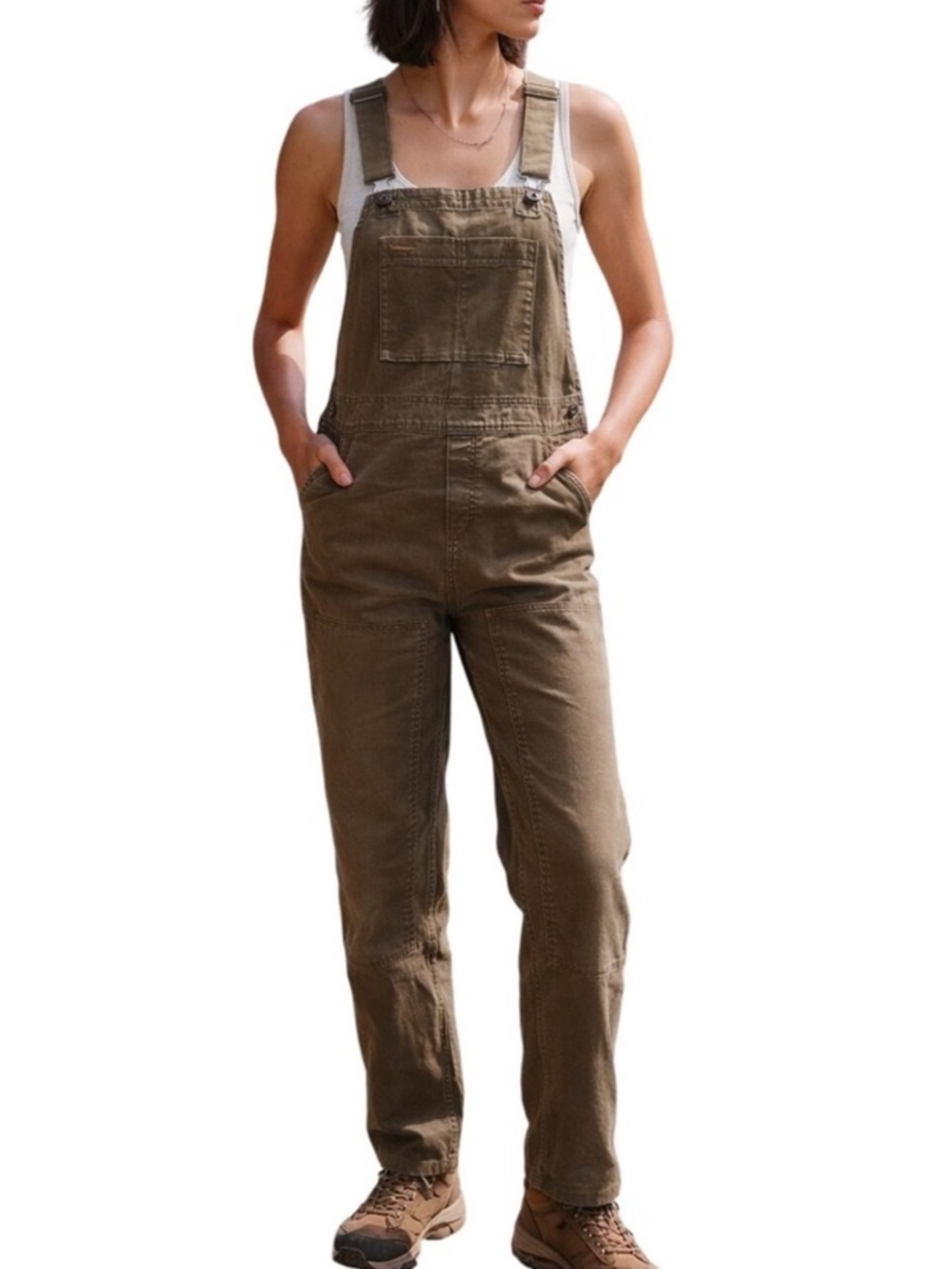 REI Coop Trailsmith Canvas Overall Double Knee Olive Khaki Utility Work Chore 10